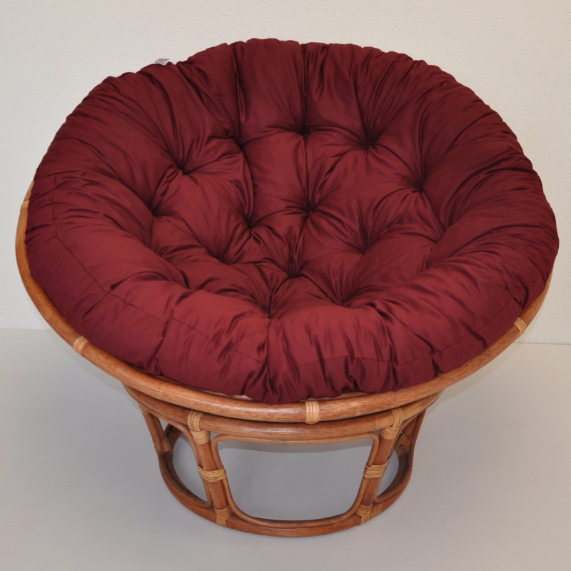 Ratanový papasan 110 cm koňak, polstr vínový