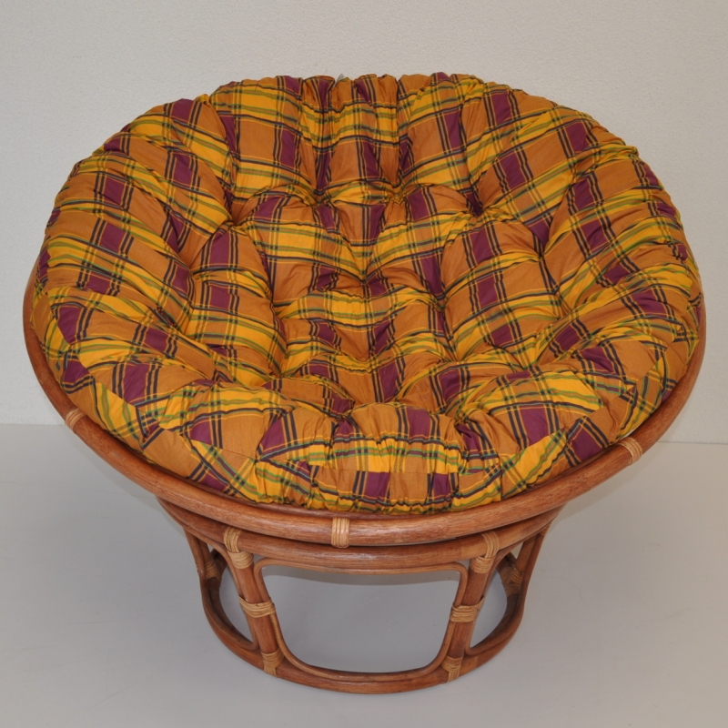 Ratanový papasan 110 cm Cognac, polstr okrový