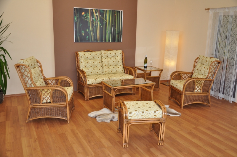 Ratanová sedací souprava Oliver brown wash
