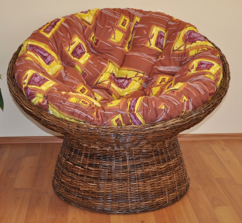 Ratanový papasan Croco polstr hnědý list