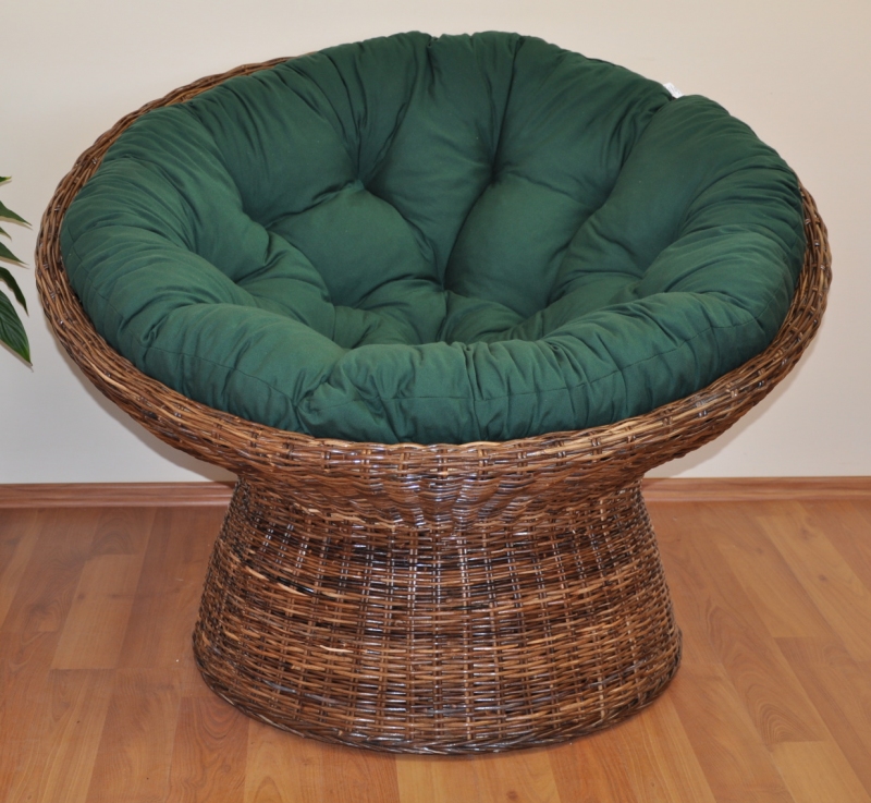 Ratanový papasan Croco polstr zelený dralon