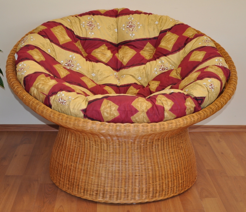 Ratanový papasan wicker polstr vínový motiv