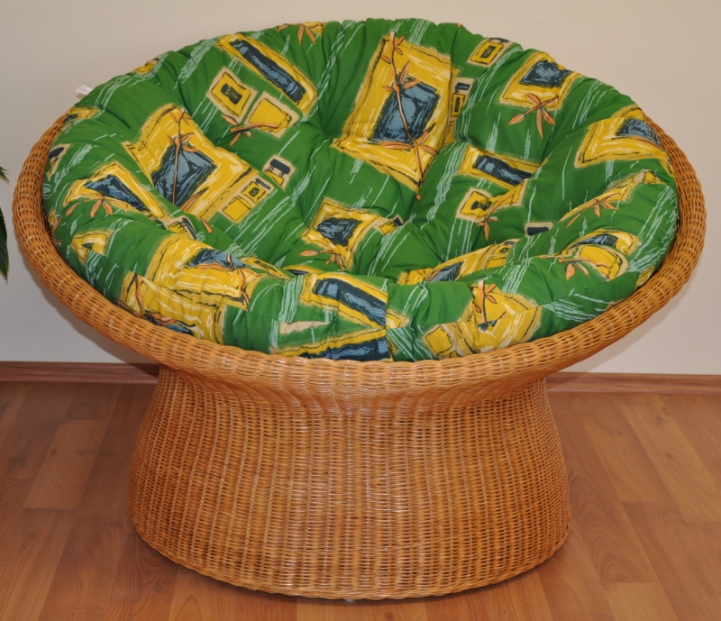 Ratanový papasan wicker polstr zelený