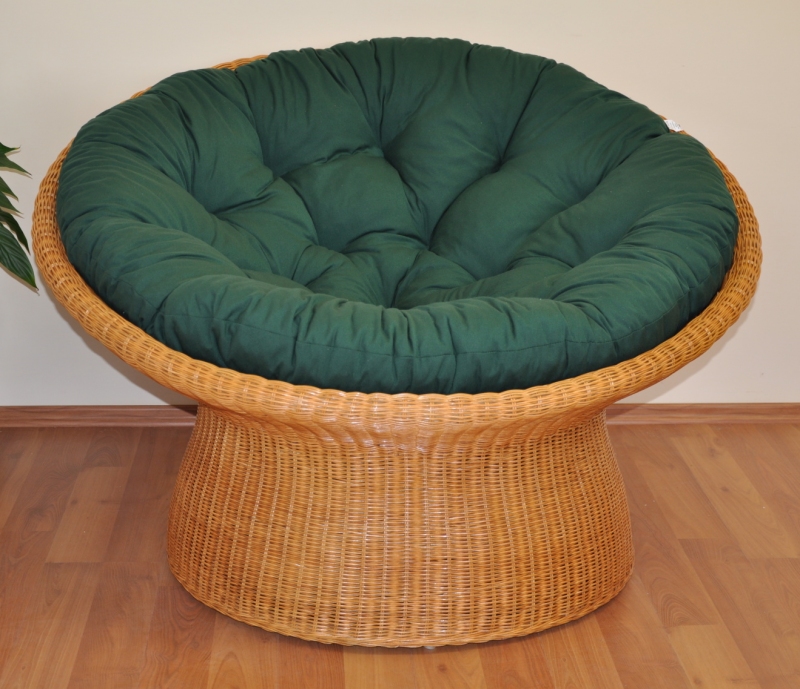 Ratanový papasan wicker polstr zelený dralon