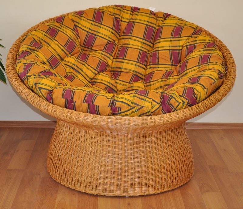 Ratanový papasan wicker polstr okrový