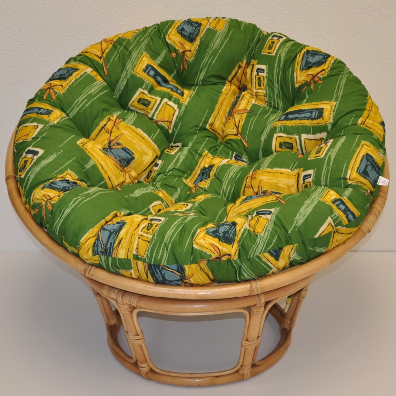 Ratanový papasan 110 cm medový polstr zelený