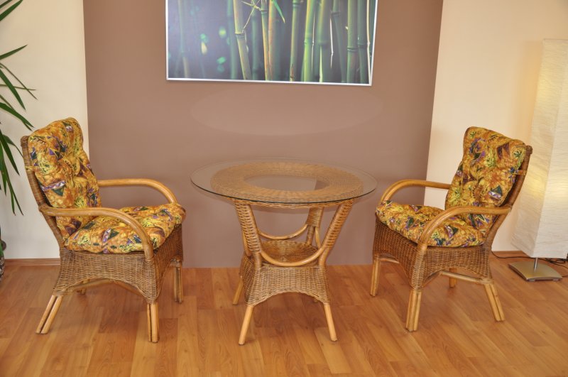 Ratanová jídelní souprava Wanuta small brown wash polstr INDO
