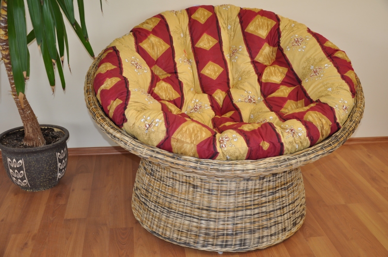Ratanový papasan wicker mix polstr vínový motiv