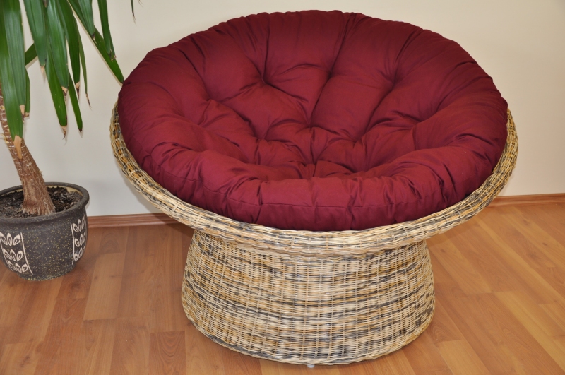 Ratanový papasan wicker mix polstr vínový