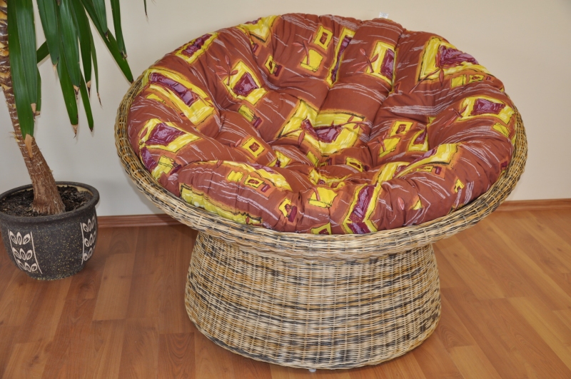 Ratanový papasan wicker mix polstr hnědý list