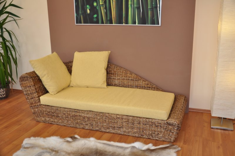 Odpočinková pohovka pravá banánový list polstr žlutý