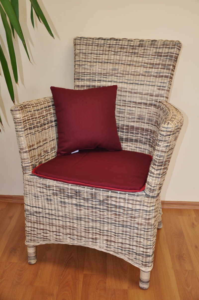 Ratanové křeslo Pluto wicker mix polstr vínový