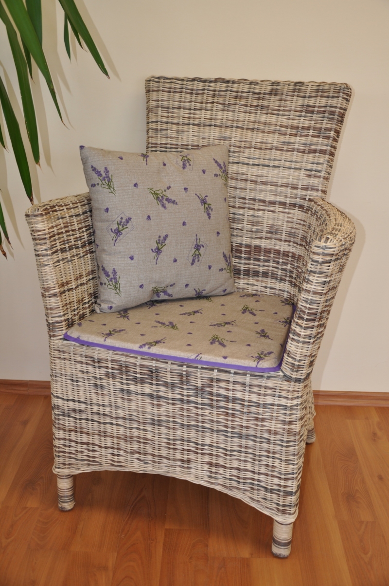 Ratanové křeslo Pluto wicker mix polstr levandule