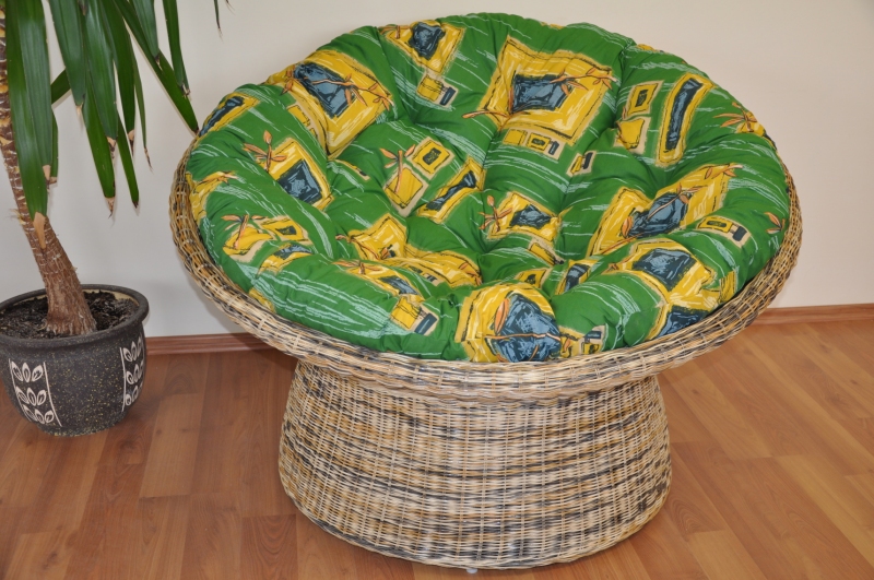 Ratanový papasan wicker mix polstr zelený