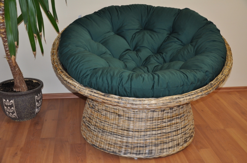 Ratanový papasan wicker mix polstr zelený dralon