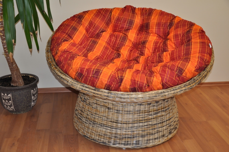 Ratanový papasan wicker mix polstr oranžová kostka