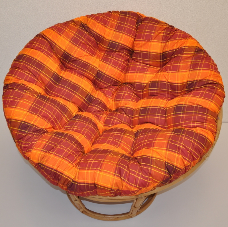 Polstr na křeslo papasan 110 cm oranžová kostka