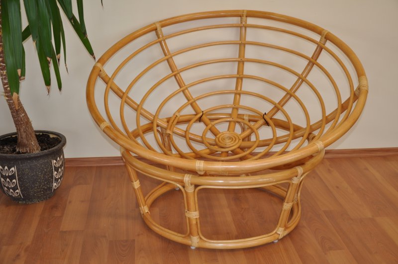 Ratanový papasan 110 cm medový - konstrukce bez polstru