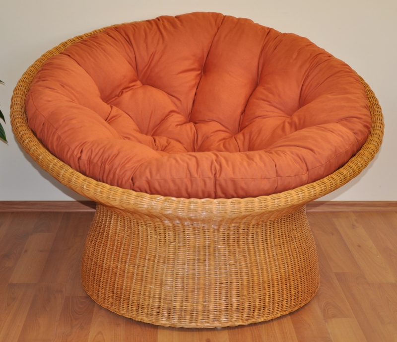 Ratanový papasan wicker polstr pískový