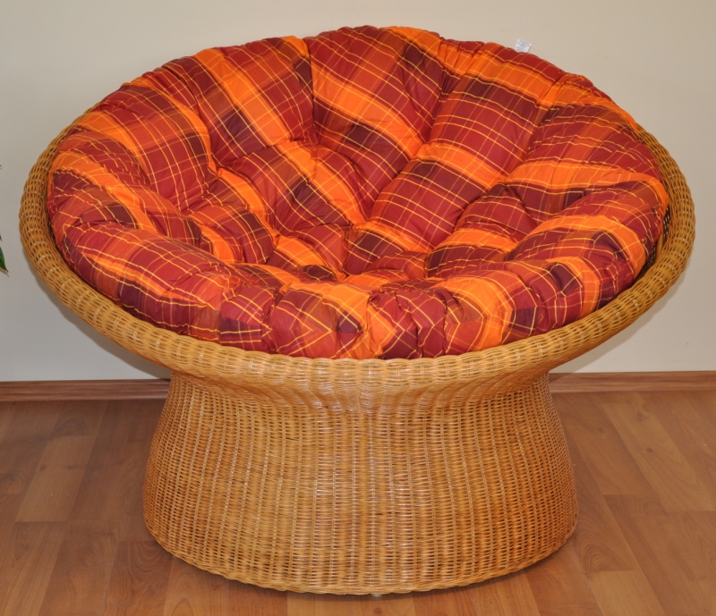 Ratanový papasan wicker polstr oranžová kostka
