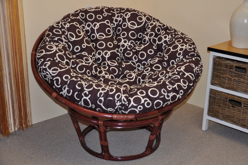 Ratanový papasan 110 cm mahagon, polstr bubliny