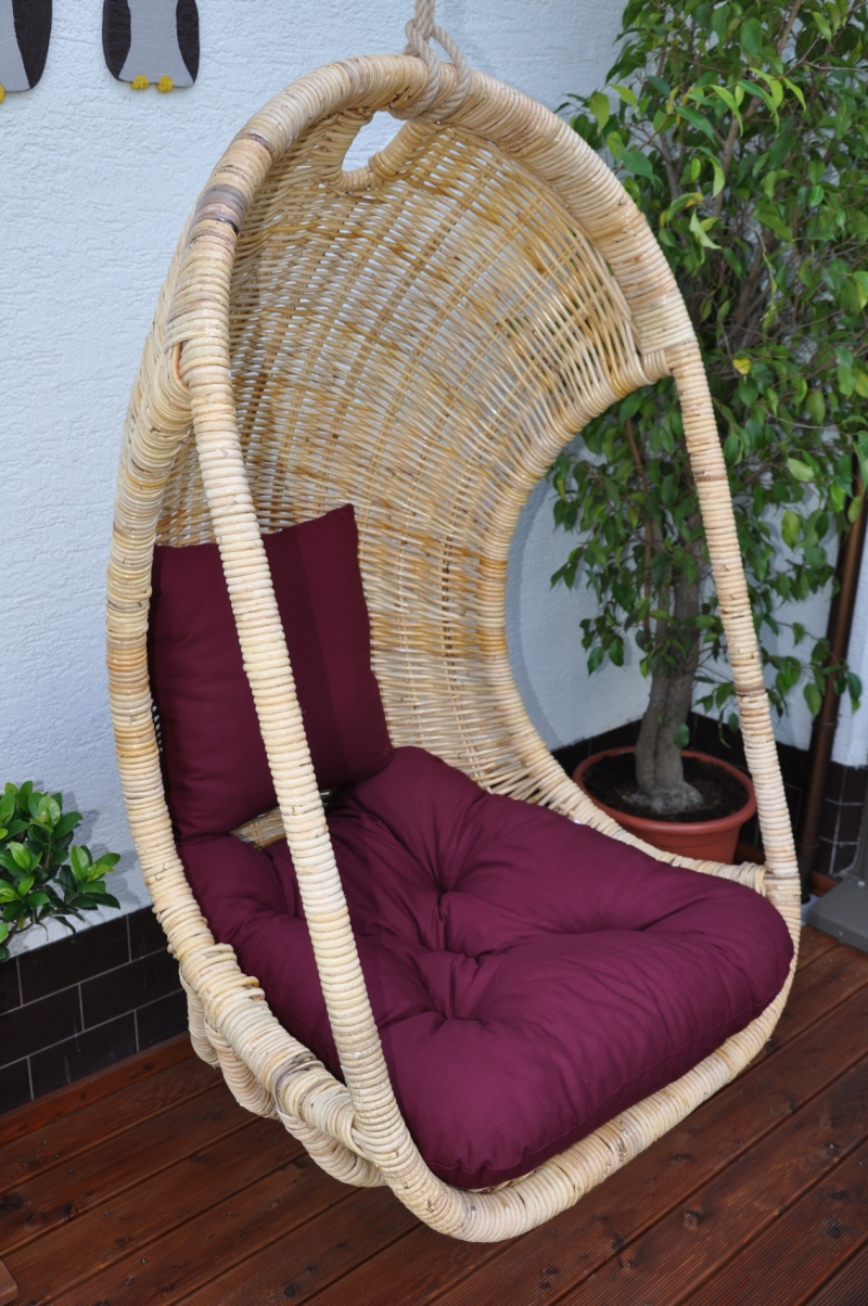 Houpačka závěsná Bellucy natural polstr vínový