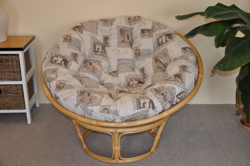 Polstr na křeslo papasan 110 cm motiv známky