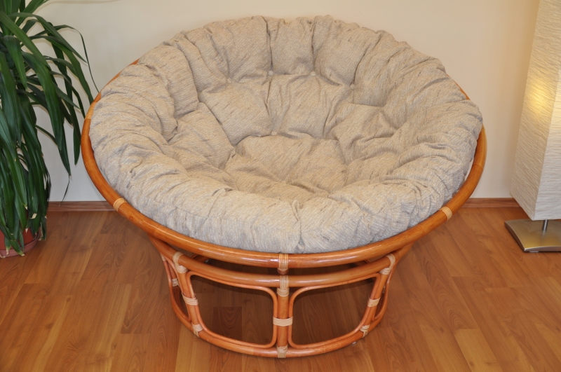 Ratanový papasan 130 cm koňak - polstr Ebony
