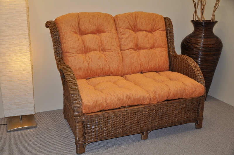 Ratanová pohovka Borneo brown wash polstry oranžové