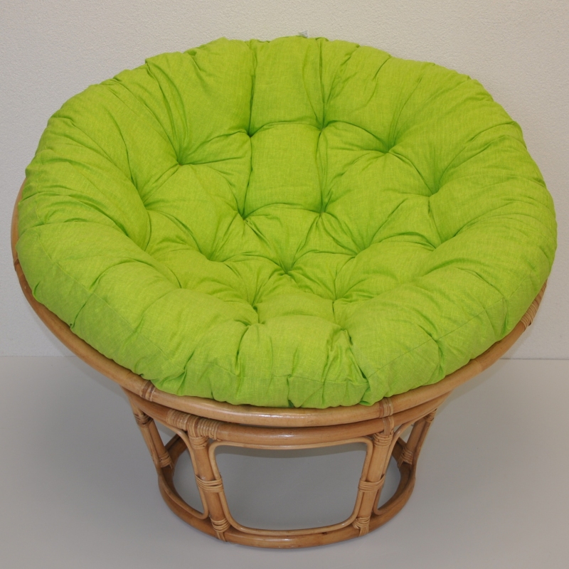 Ratanový papasan 115 cm medový - polstr světle zelený melír