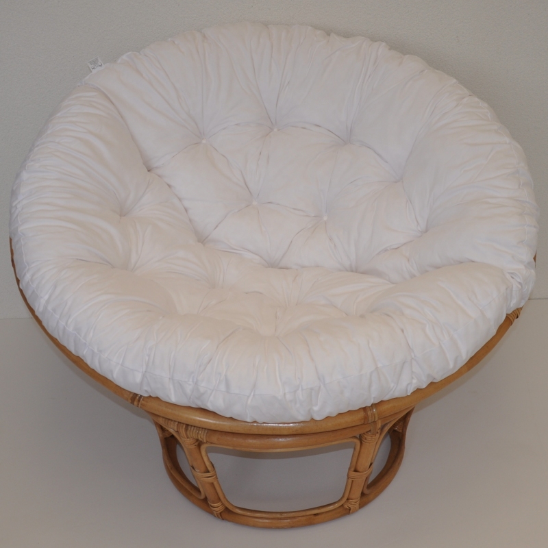 Ratanový papasan 110 cm medový bílý polstr