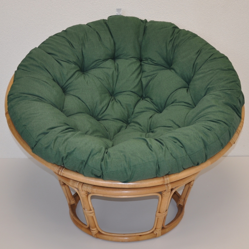 Ratanový papasan 115 cm medový - polstr tmavě zelený melír