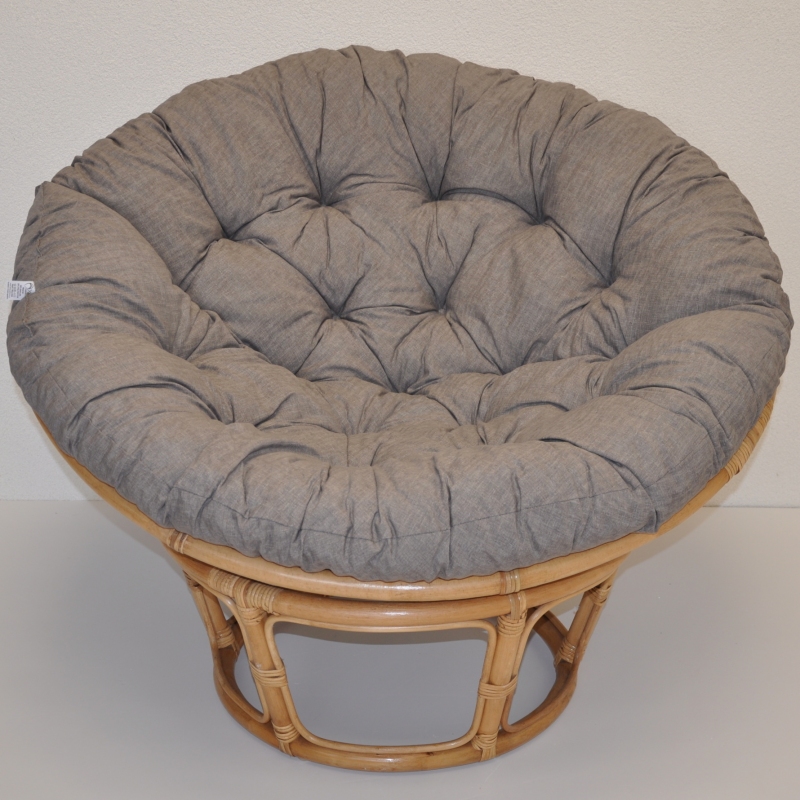 Ratanový papasan 115 cm medový - polstr šedý melír