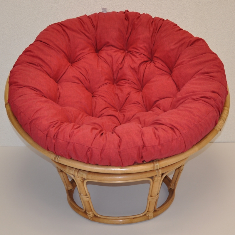 Ratanový papasan 115 cm medový - polstr vínový melír