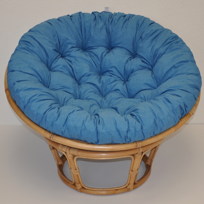Ratanový papasan 115 cm medový - polstr tyrkysový melír