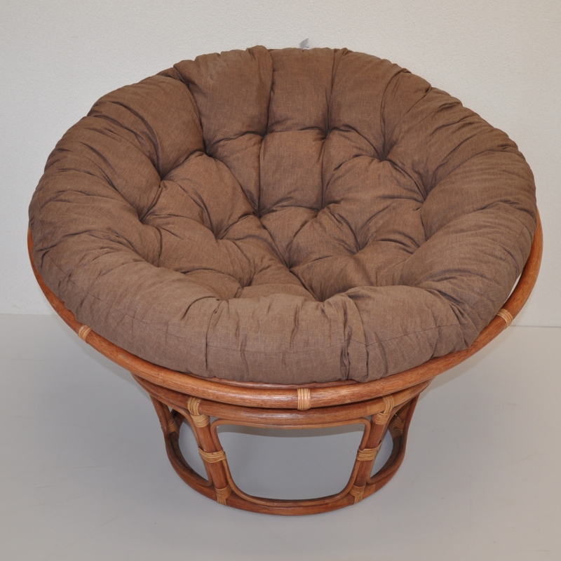 Ratanový papasan 110 cm koňak, polstr hnědý melír