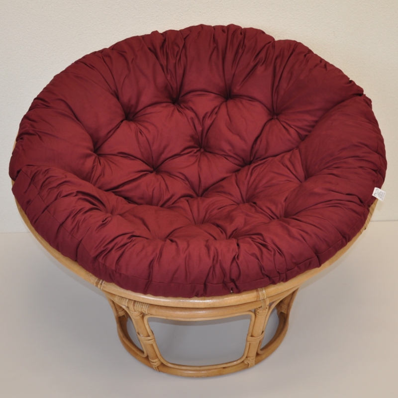 Ratanový papasan 110 cm medový polstr vínový