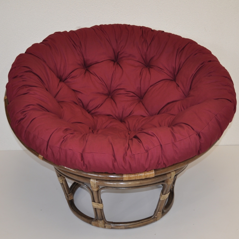 Ratanový papasan 100 cm hnědý vínový polstr