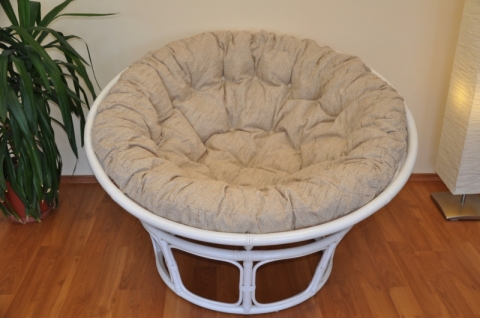 Ratanový papasan 130 cm bílý - polstr Ebony