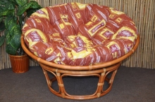 Ratanový papasan 110 cm Cognac, polstr hnědý list