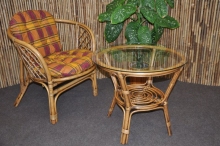 Ratanová sedací souprava Bahama 1+1 brown wash polstr okrový