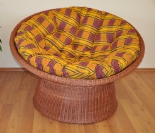 Ratanový papasan wicker cognac polstr okrový