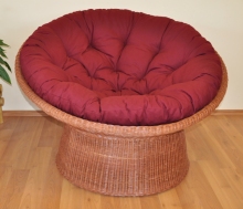 Ratanový papasan wicker cognac polstr vínový