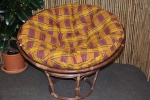 Ratanový papasan světle hnědý 110 cm polstr okrový