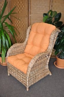 Ratanové křeslo Ear  wicker mix, polstr oranžový