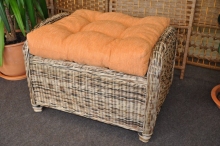 Ratanová taburetka Ear wicker mix, polstr oranžový