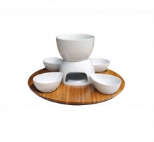 Set fondue keramika + bambus