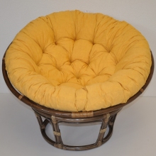 Ratanový papasan 115 cm hnědý - polstr žlutý melír