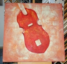 Obraz červené housle 75x75cm