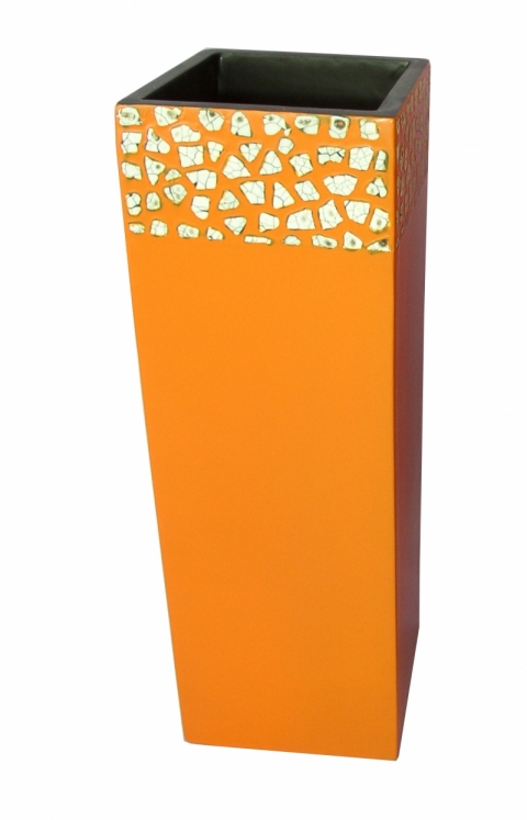 Bambusová váza oranžová mozaika - velikost střední